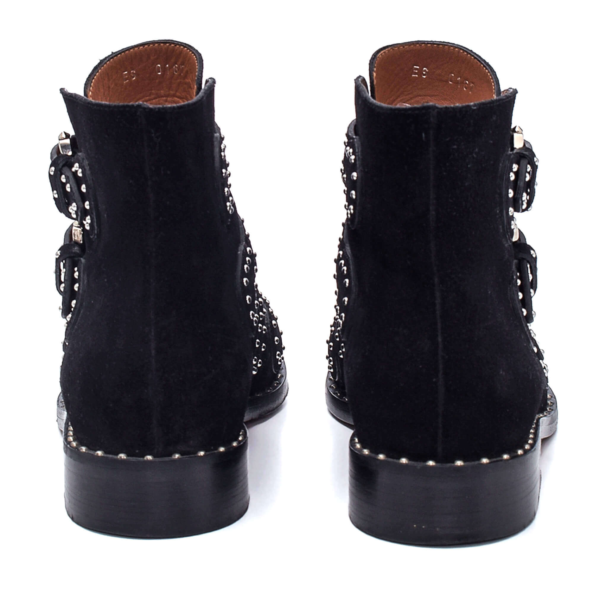 Givenchy - Black Suede Studded Buckled Straps Elegant Ankle Boots